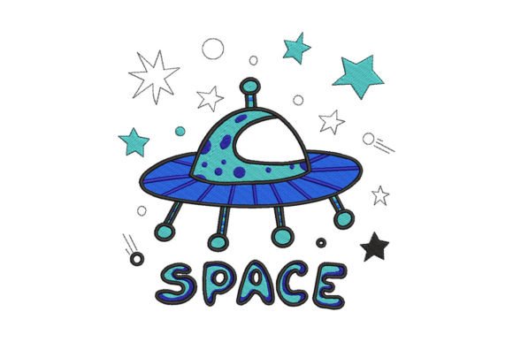 Space Ship Embroidery Design